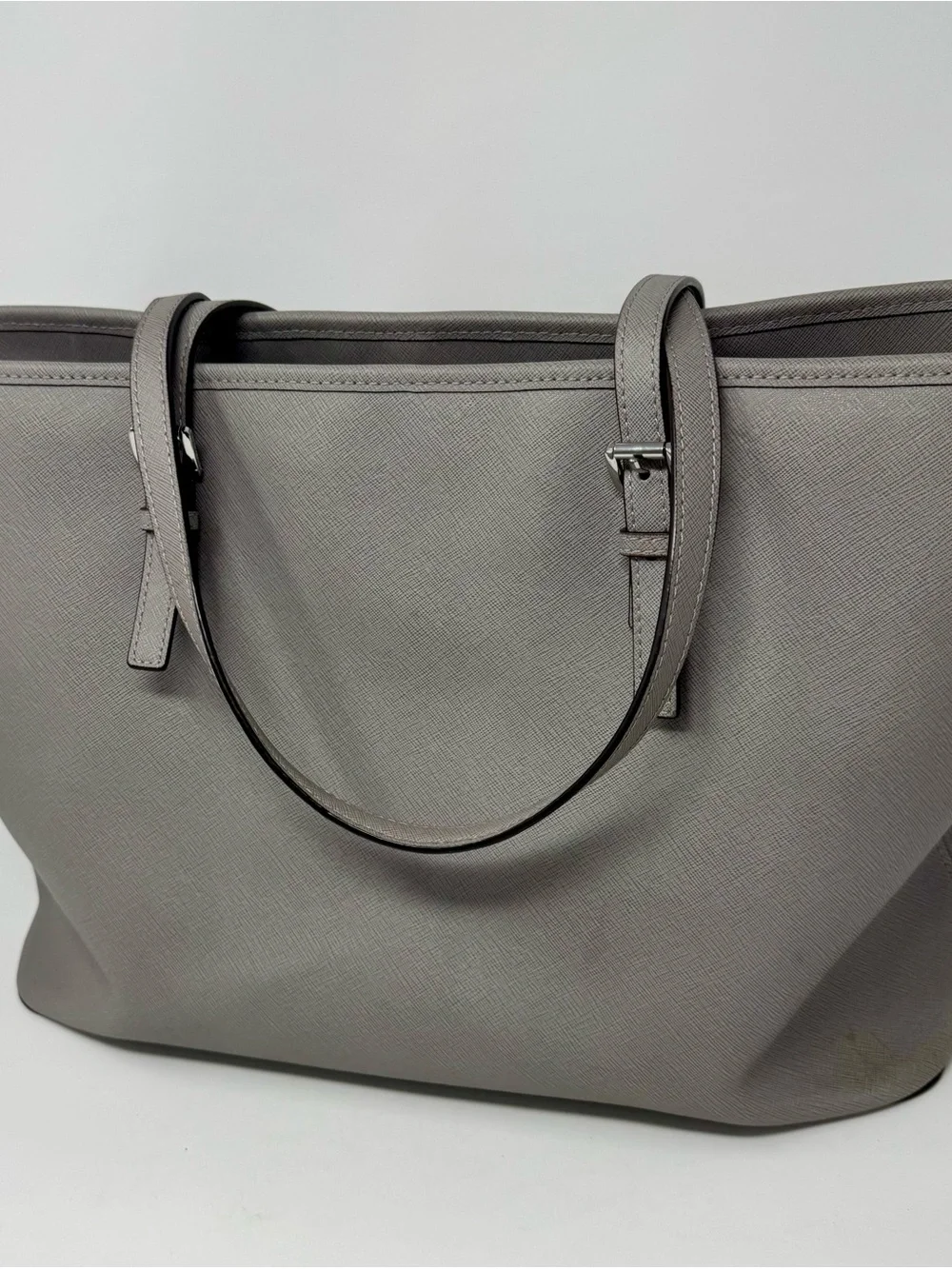 Michael Kors | Grey Saffiano Tote with MK Charm - GUC